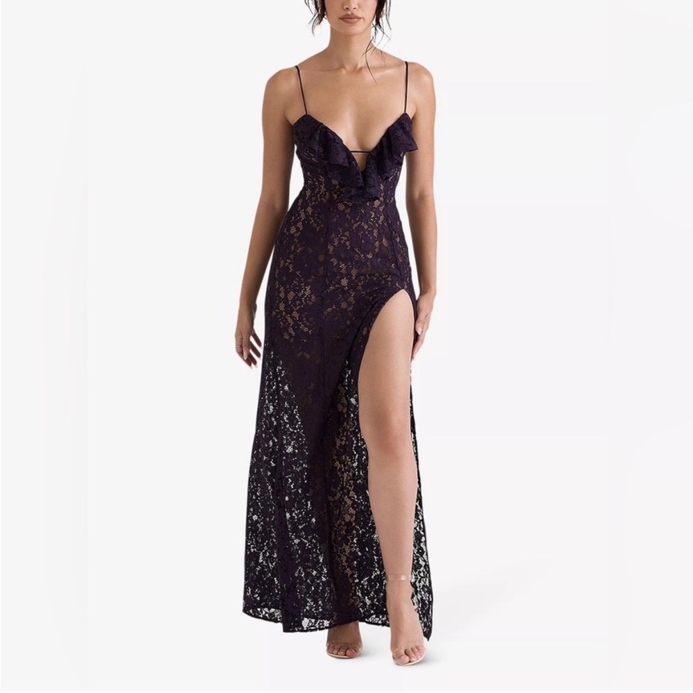 House of CB Purple Lace Maxi Dress